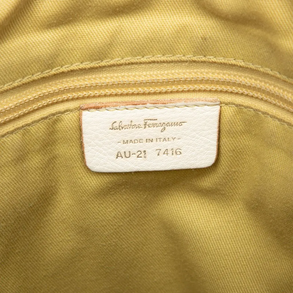 Salvatore Ferragamo Leather Gancini Convertible Tote White Leather Very good - Box View
