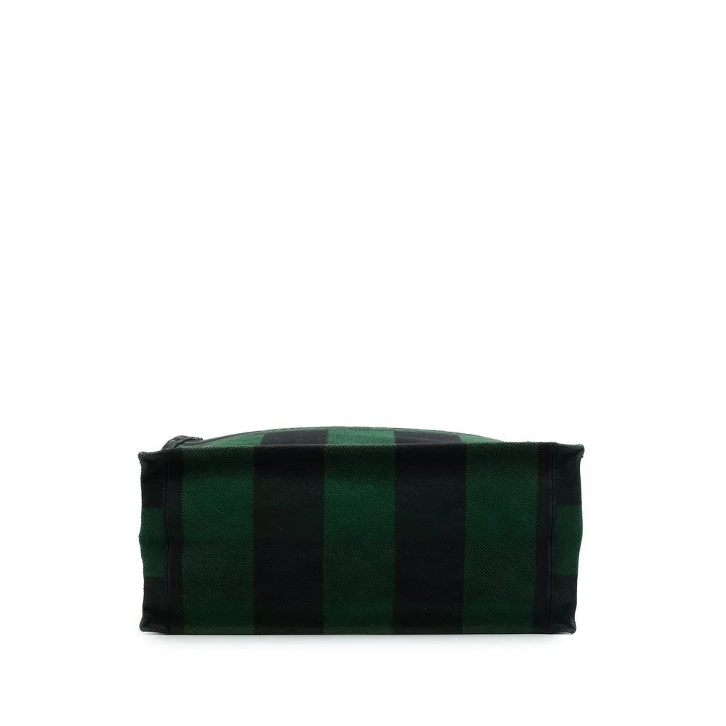 Dior Large Embroidered Canvas Checkered Book Tote Green Canvas Very good - Inside View
