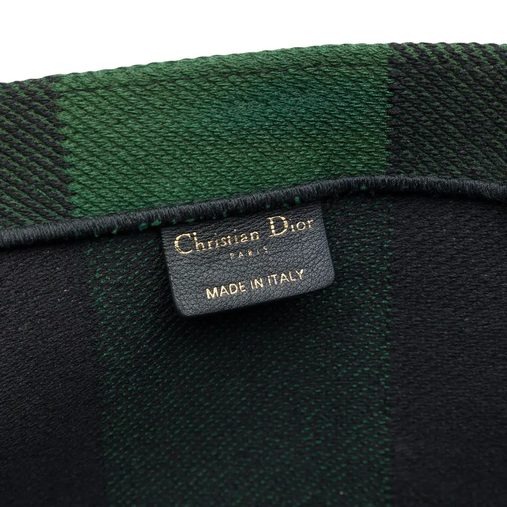 Dior Large Embroidered Canvas Checkered Book Tote Green Canvas Very good - Box View