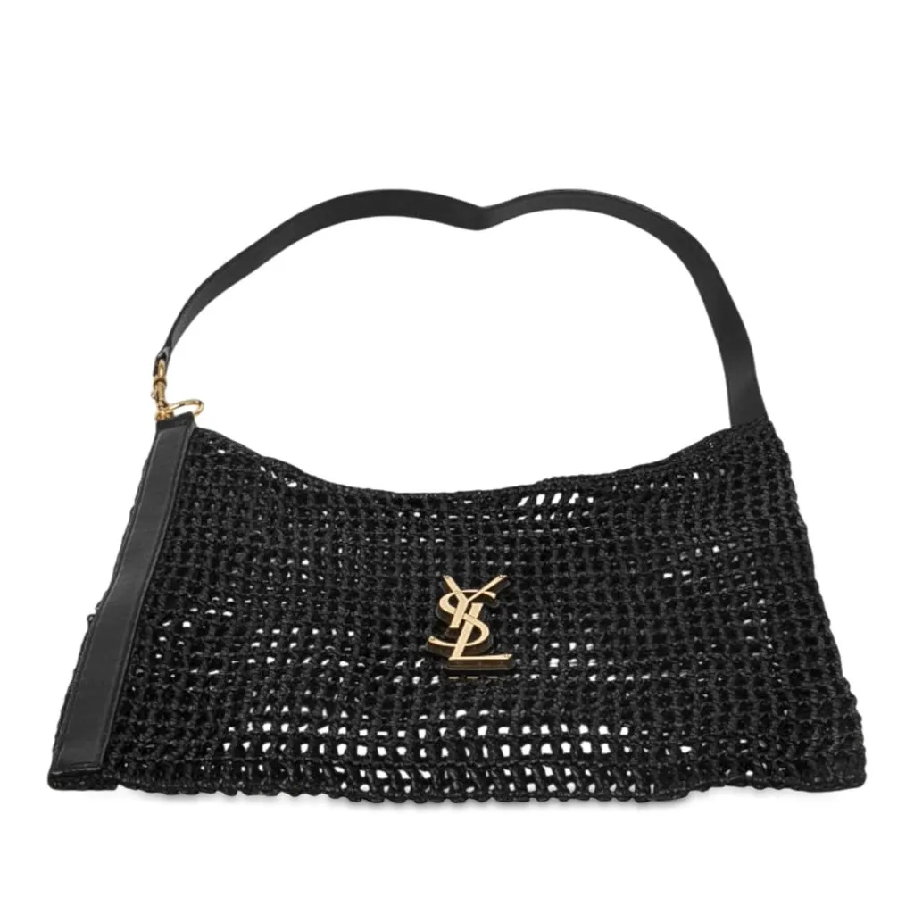 Saint Laurent Crochet Raffia Oxalis Shoulder Bag Black Rattan Very good - Inside View