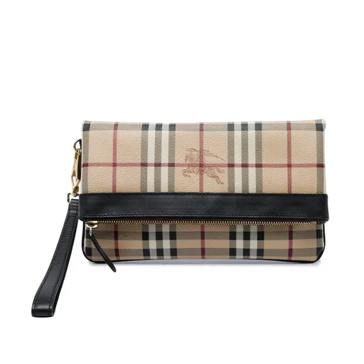Burberry Haymarket Check Coated Canvas Adeline Fold over Clutch