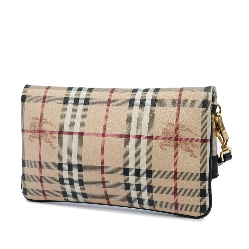 Burberry Haymarket Check Coated Canvas Adeline Fold over Clutch Beige Canvas Very good - Back View