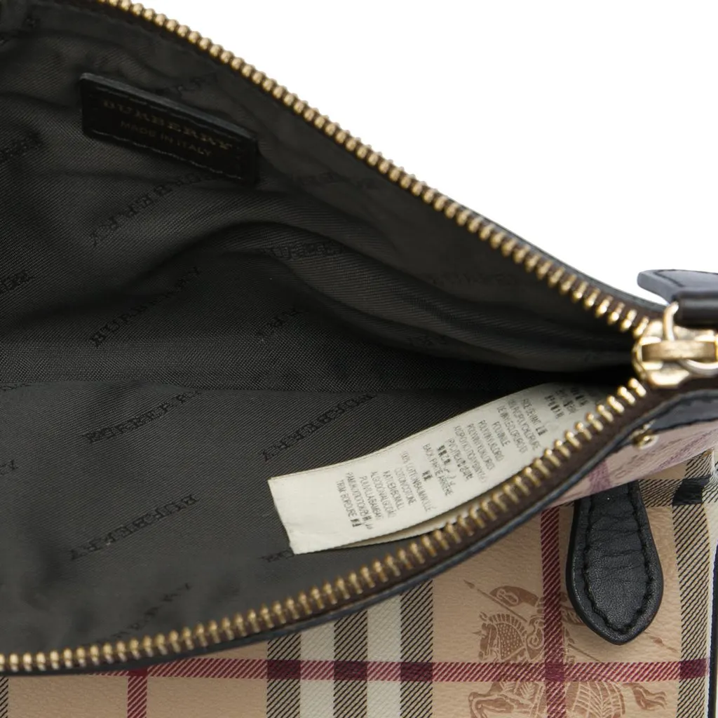 Burberry Haymarket Check Coated Canvas Adeline Fold over Clutch Beige Canvas Very good - Model View