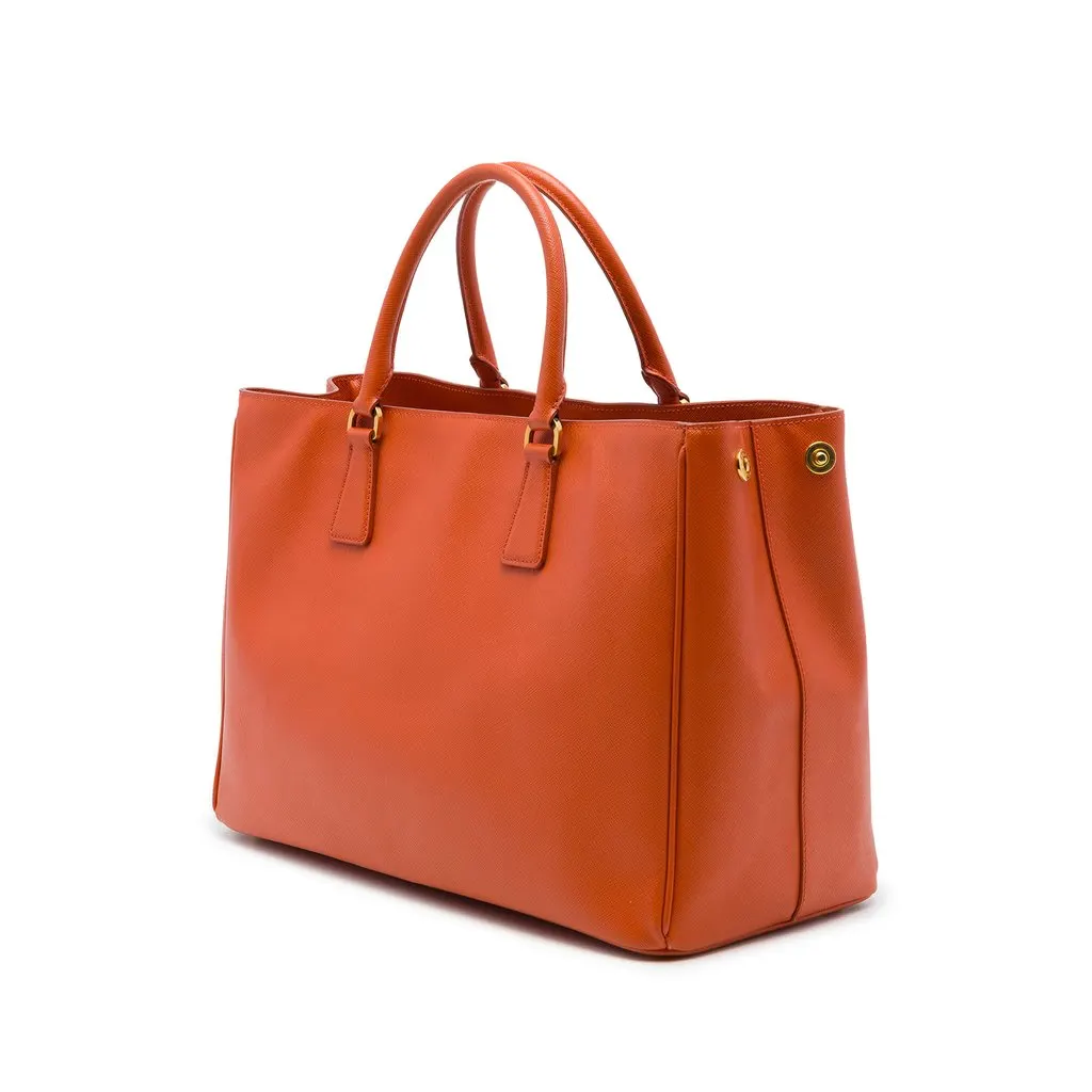 Prada Large Saffiano Lux Galleria Tote Orange Leather Very good - Back View