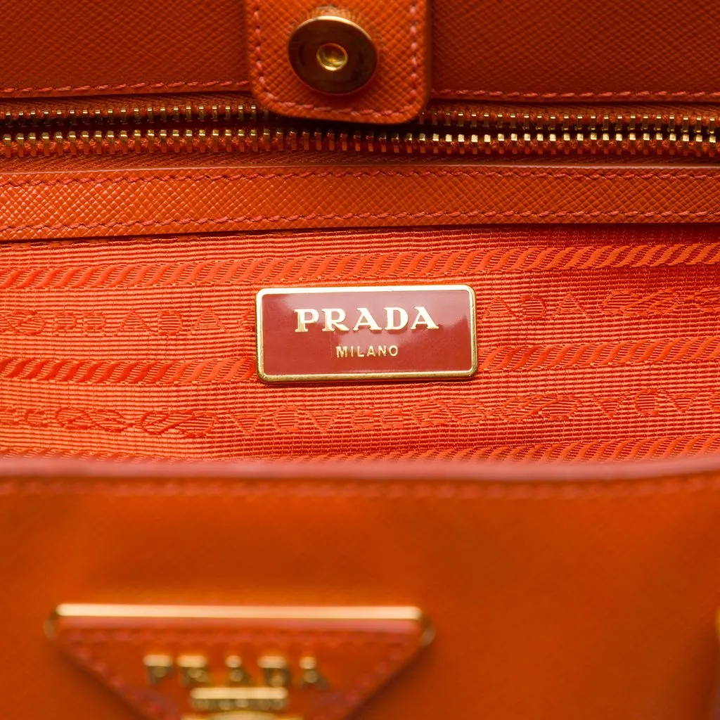 Prada Large Saffiano Lux Galleria Tote Orange Leather Very good - Box View