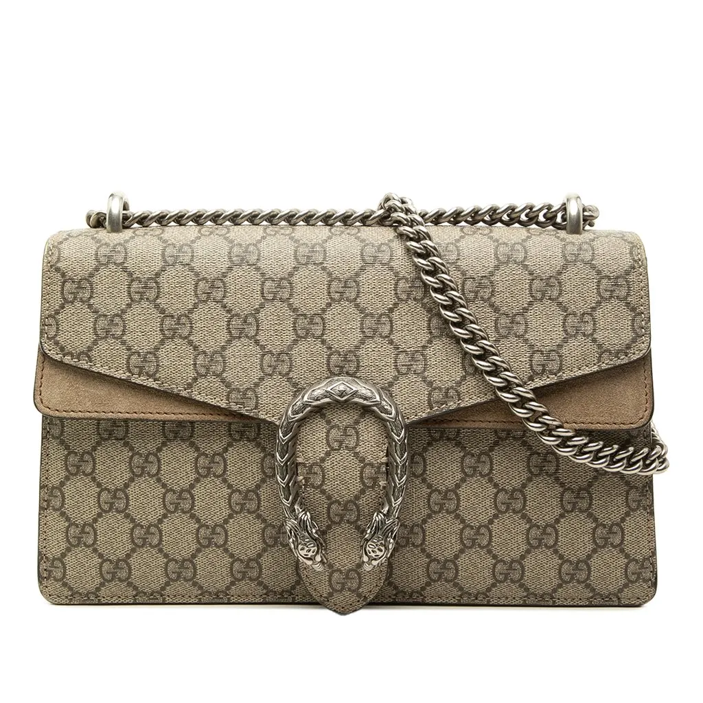Gucci Medium GG Supreme Dionysus Shoulder Bag Beige Canvas Very good - Front View