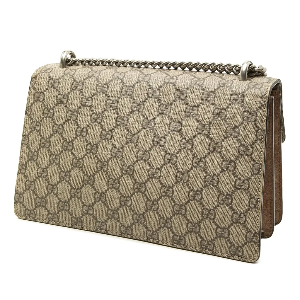 Gucci Medium GG Supreme Dionysus Shoulder Bag Beige Canvas Very good - Back View