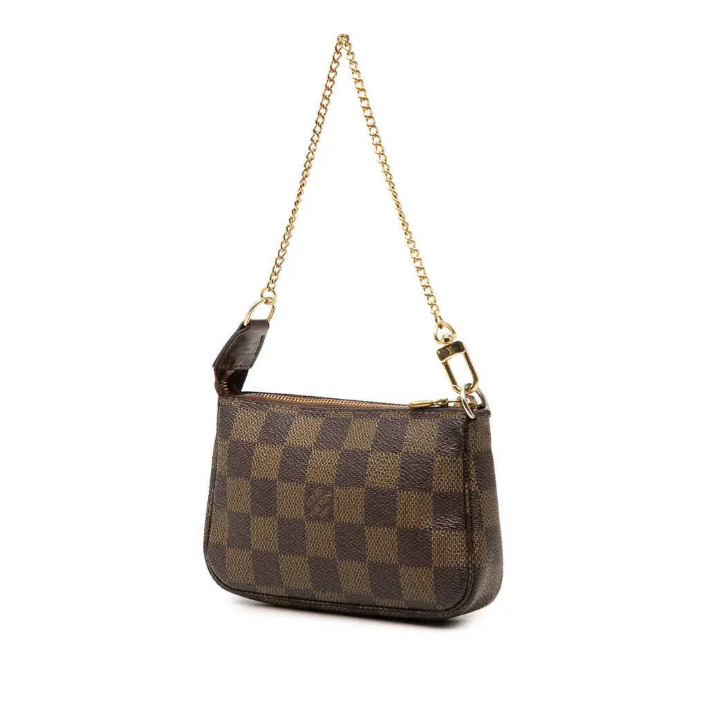 Louis Vuitton Damier Ebene Mini Pochette Accessoires Brown Canvas Good - Back View