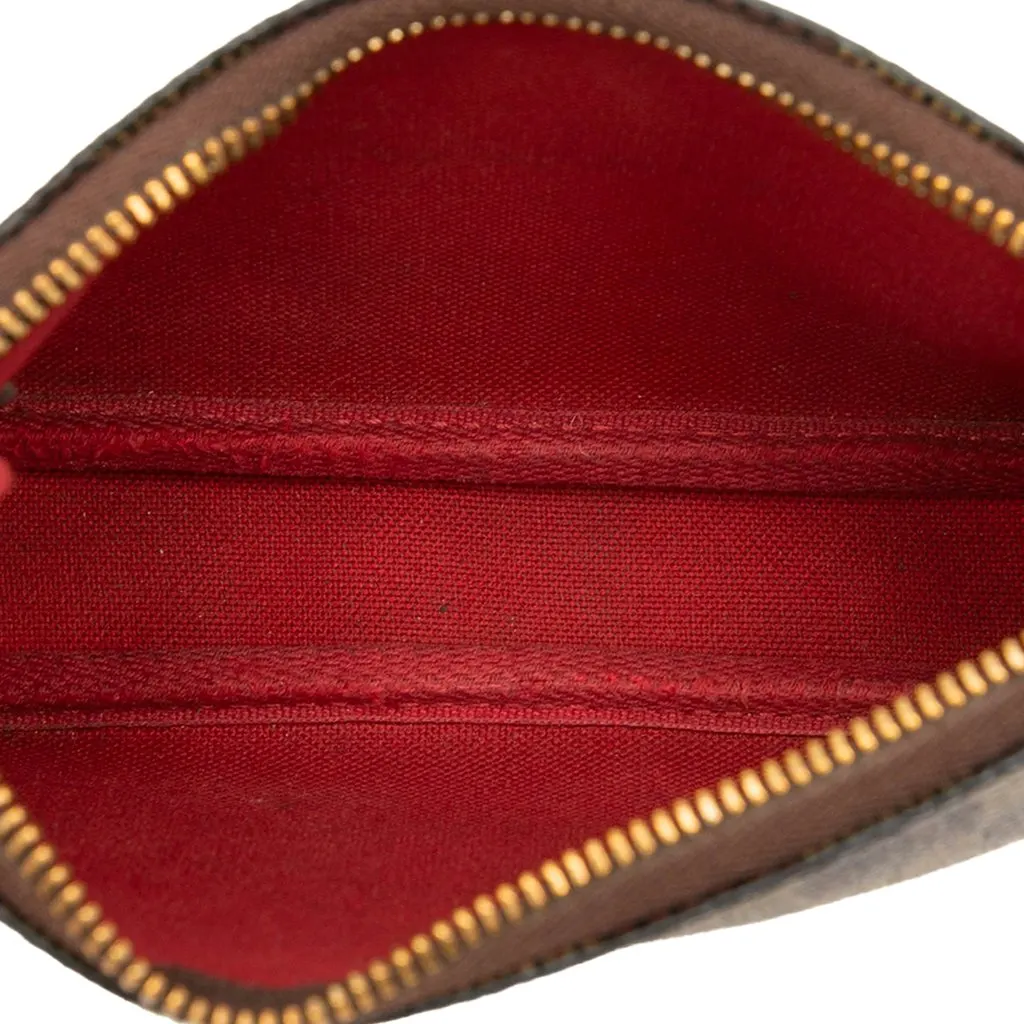 Louis Vuitton Damier Ebene Mini Pochette Accessoires Brown Canvas Good - Model View