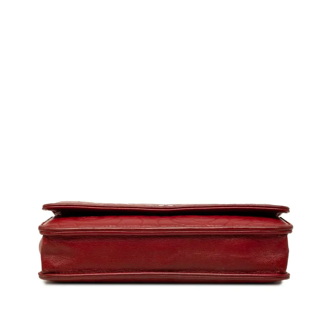 Chanel CC Embossed Lambskin Camellia Wallet On Chain Red Leather Very good - Inside View