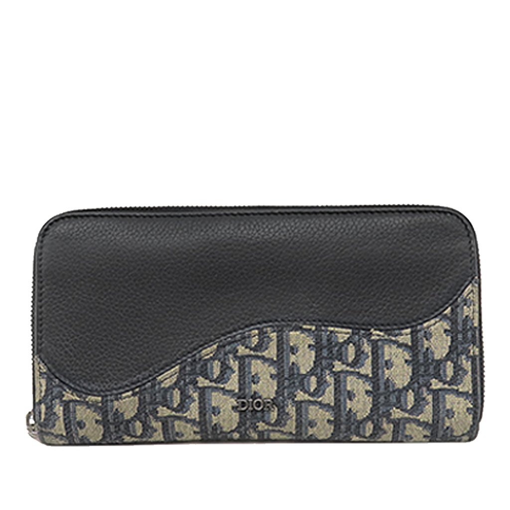 Dior Saddle Lotus Wallet Blue Oblique Jacquard Beige Jacquar