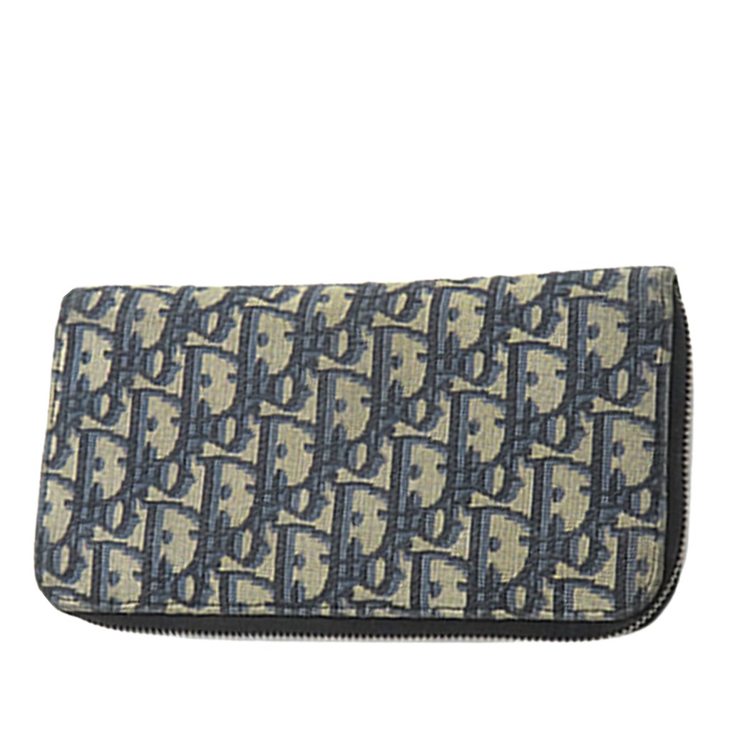 Dior Saddle Lotus Wallet Blue Oblique Jacquard Beige Jacquar