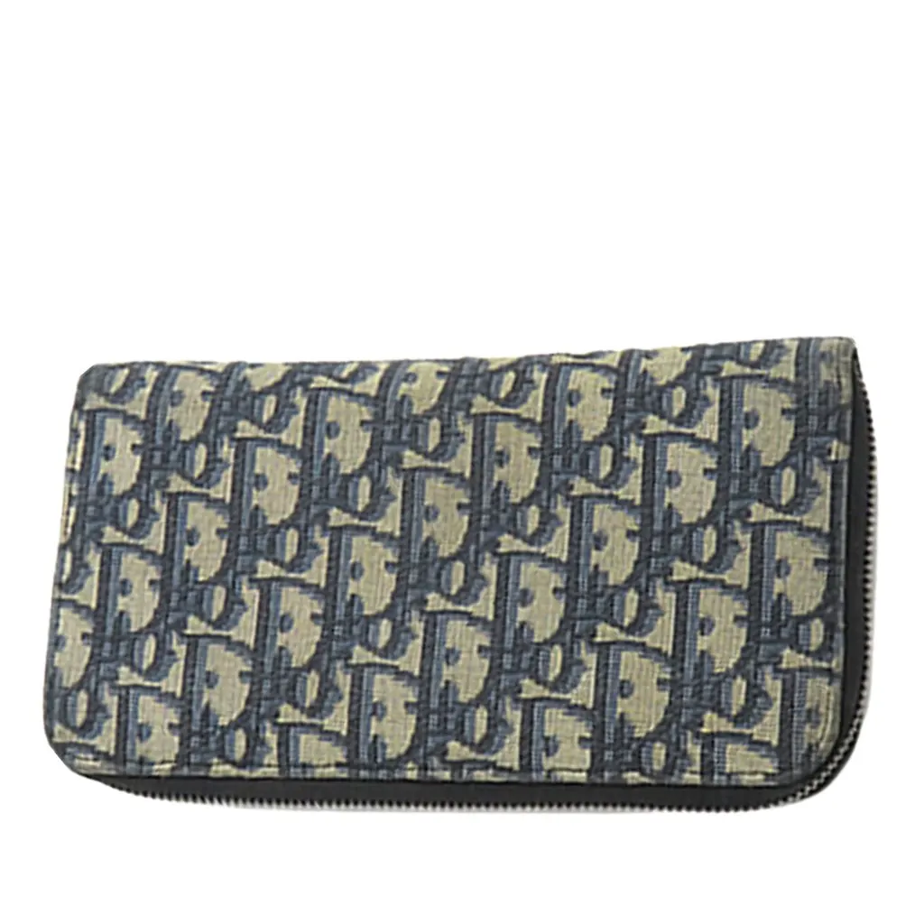 Dior Oblique Canvas and Leather Saddle Zippy Wallet Black Very good - Back View