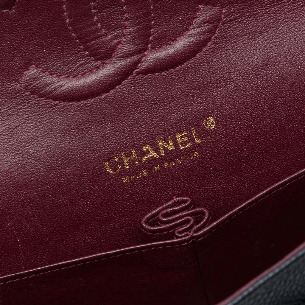 Chanel Medium Classic Caviar Double Flap Black Leather Very good - Box View