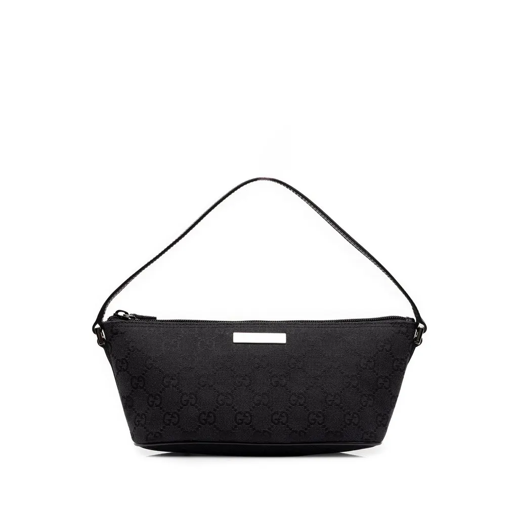 Gucci GG Canvas Boat Black Canvas Good - Front View