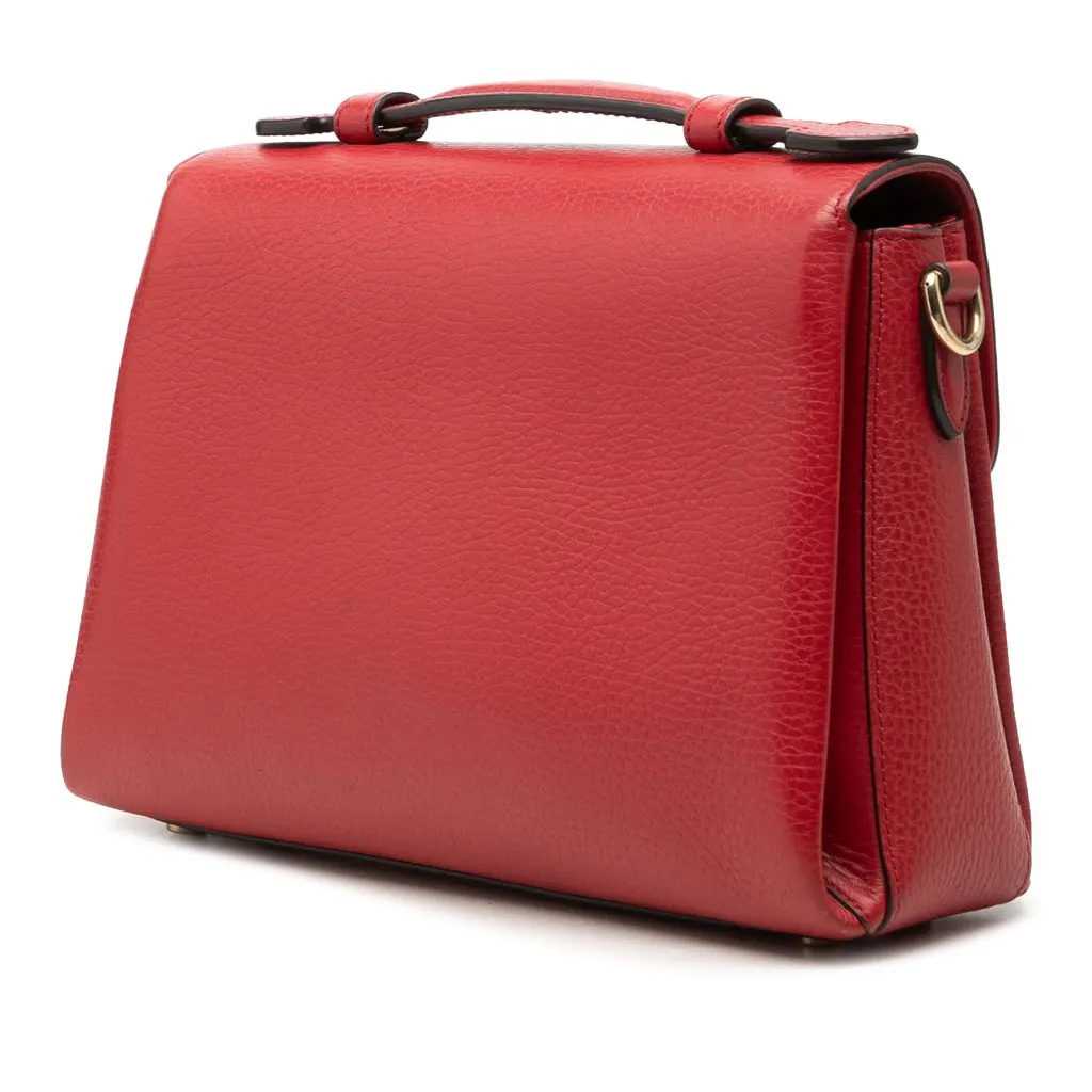 Gucci Small Dollar Calf Interlocking G Satchel Red Leather Very good - Back View