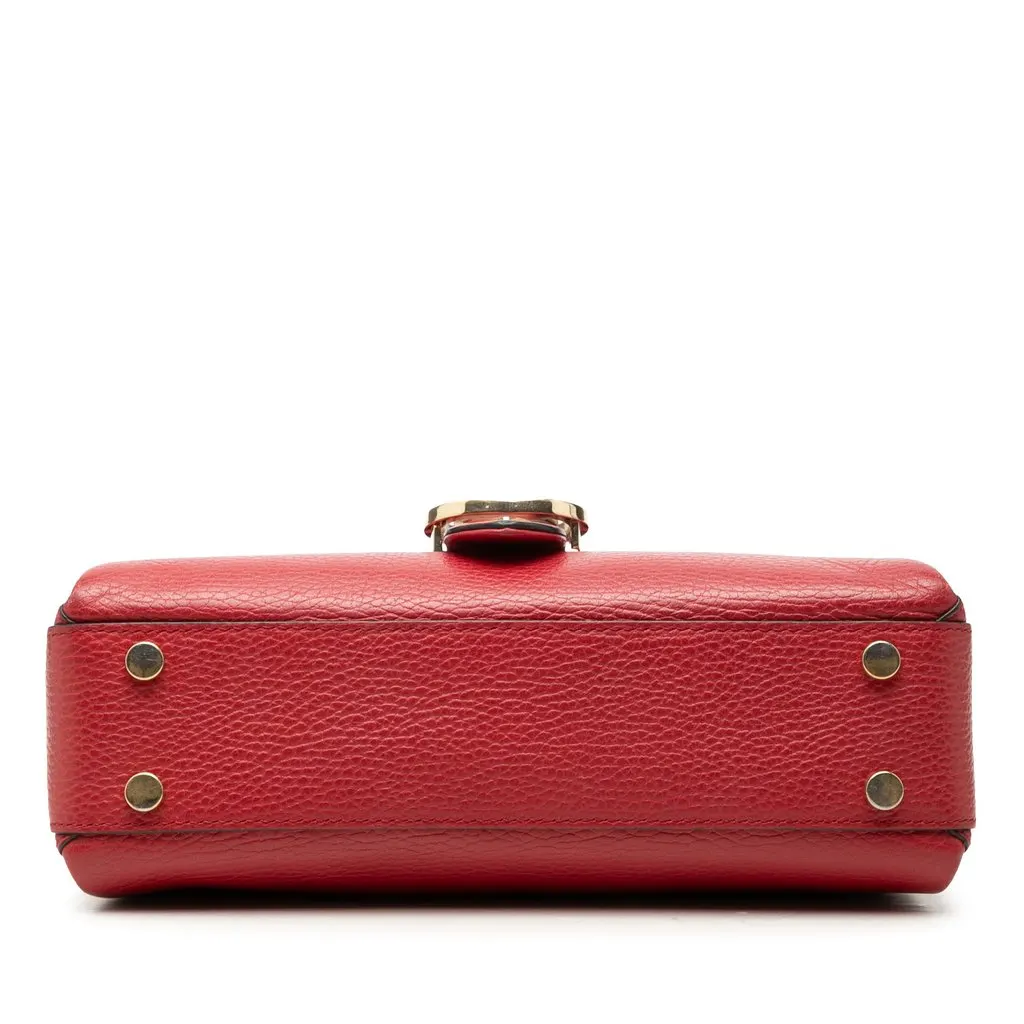 Gucci Small Dollar Calf Interlocking G Satchel Red Leather Very good - Inside View
