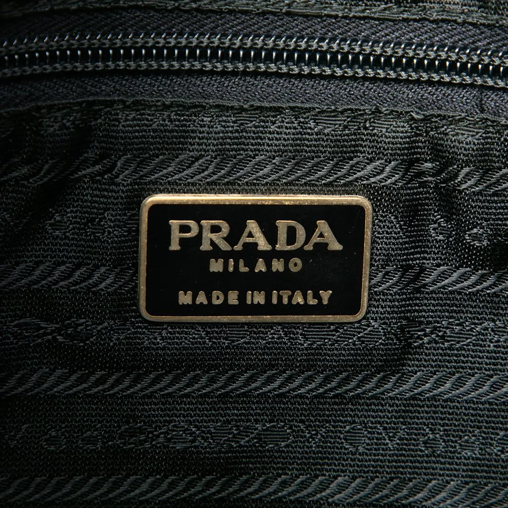 Prada Tessuto Beaded Logo Bucket Bag Black Polyamide Very good - Box View