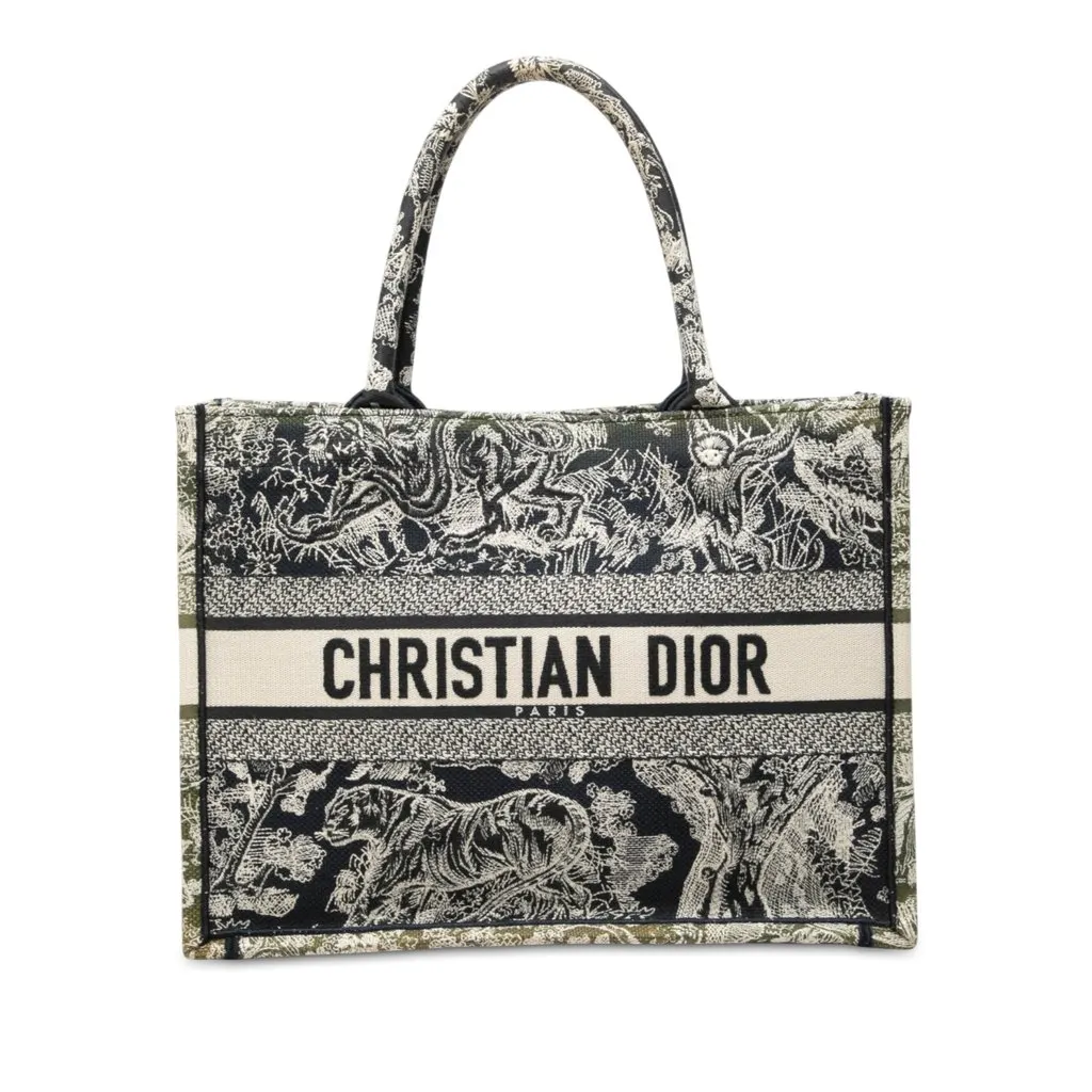 Dior Medium Canvas Embroidered Reverse Dioriviera Toile De Jouy Book Tote Blue Canvas Good - Front View