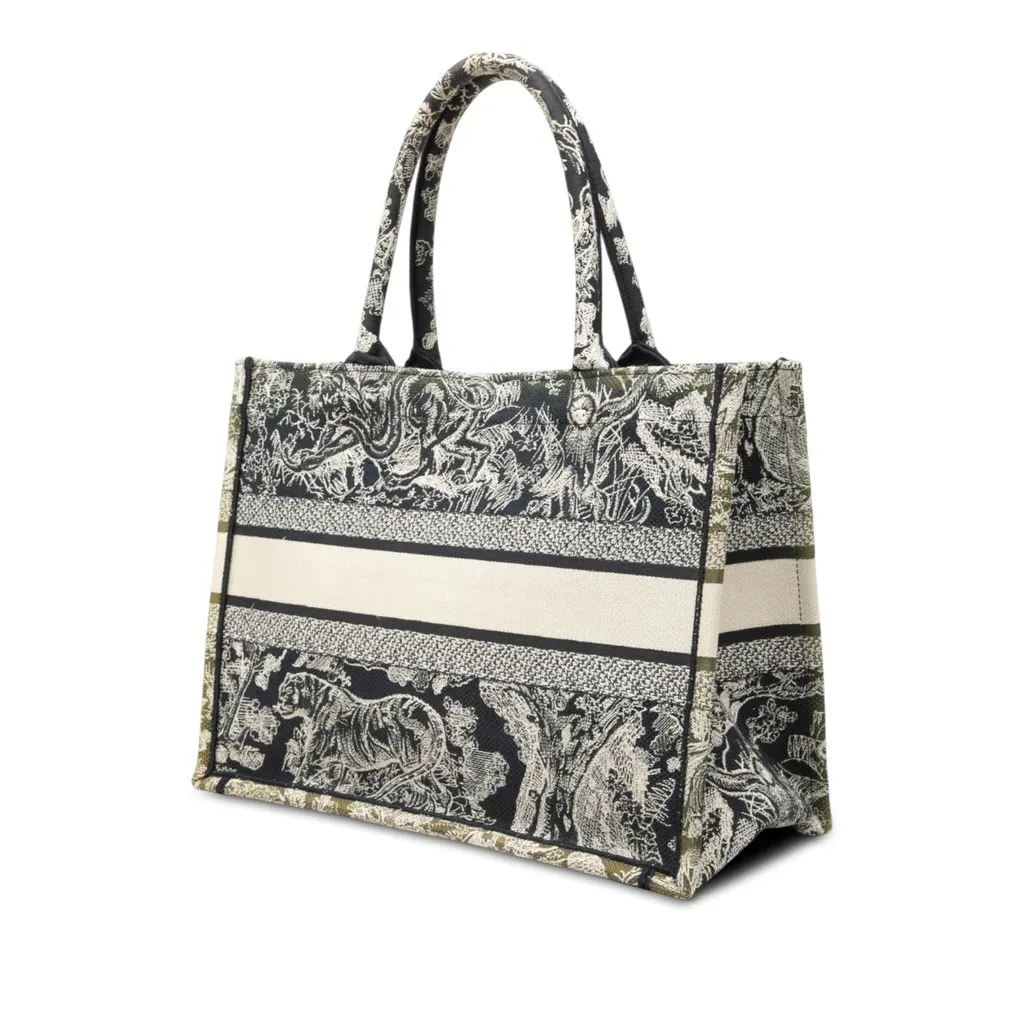 Dior Medium Canvas Embroidered Reverse Dioriviera Toile De Jouy Book Tote Blue Canvas Good - Back View