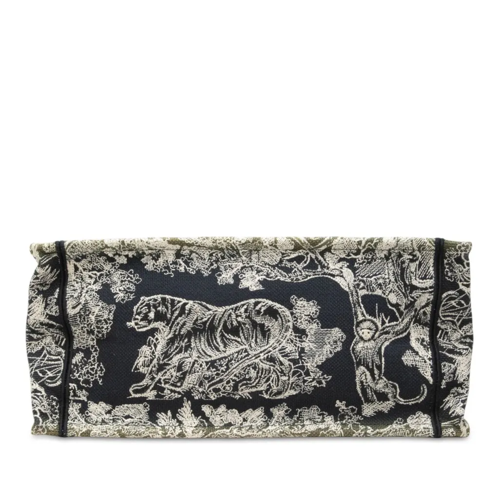 Dior Medium Canvas Embroidered Reverse Dioriviera Toile De Jouy Book Tote Blue Canvas Good - Inside View