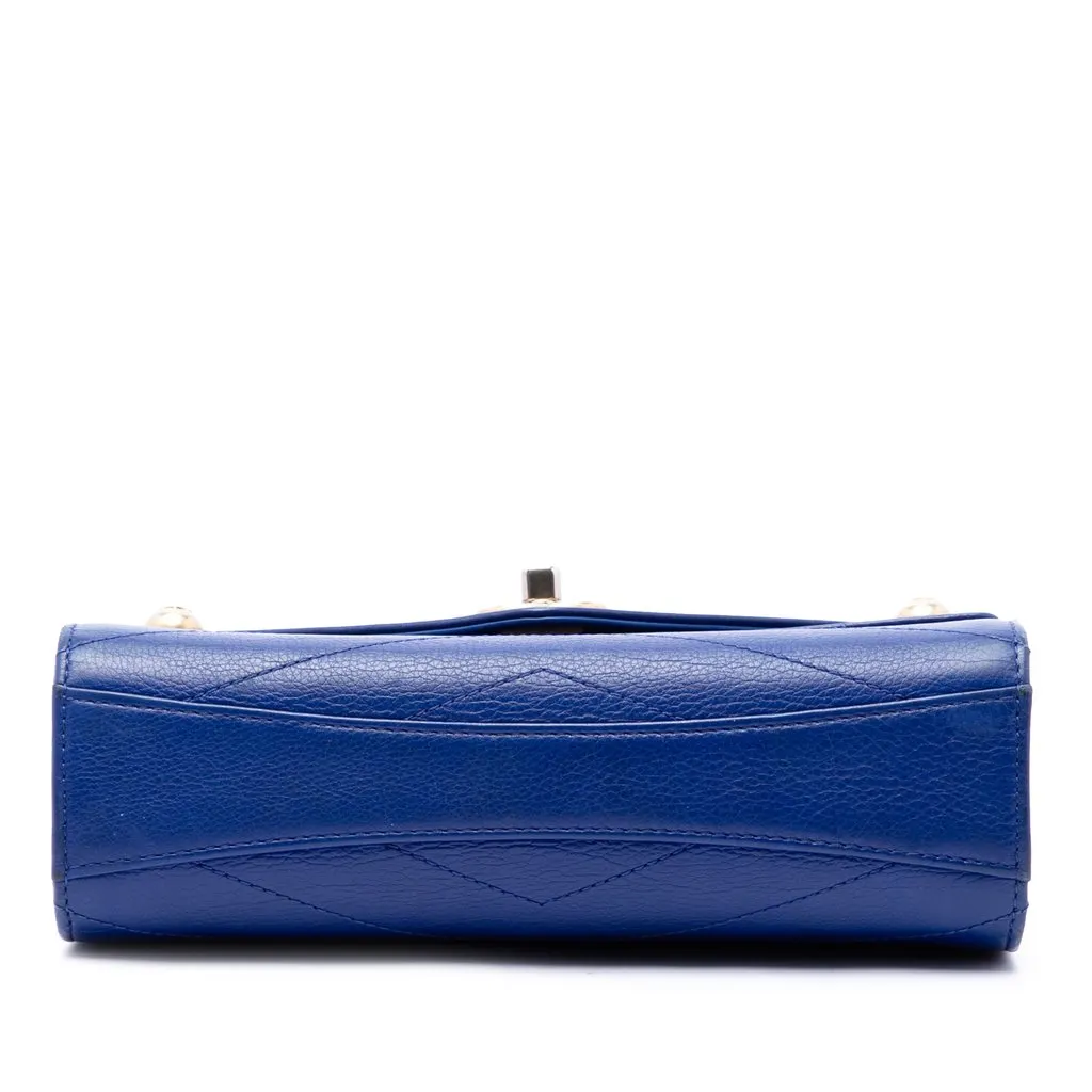 Chanel Small Studded Chevron Calfskin Envelope Double Flap Blue Leather Very good - Inside View