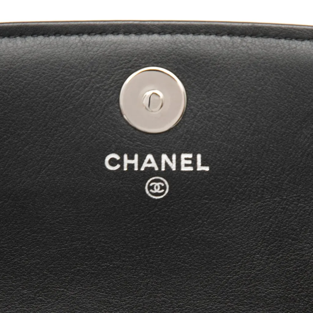 Chanel CC Patent Compact Wallet On Chain Black Leather Very good - Box View