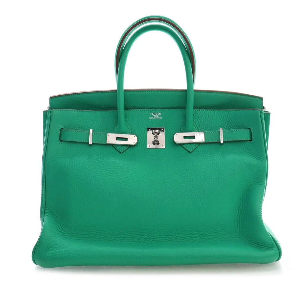 Hermès Clemence Birkin Retourne 35 Green Leather Very good - Back View