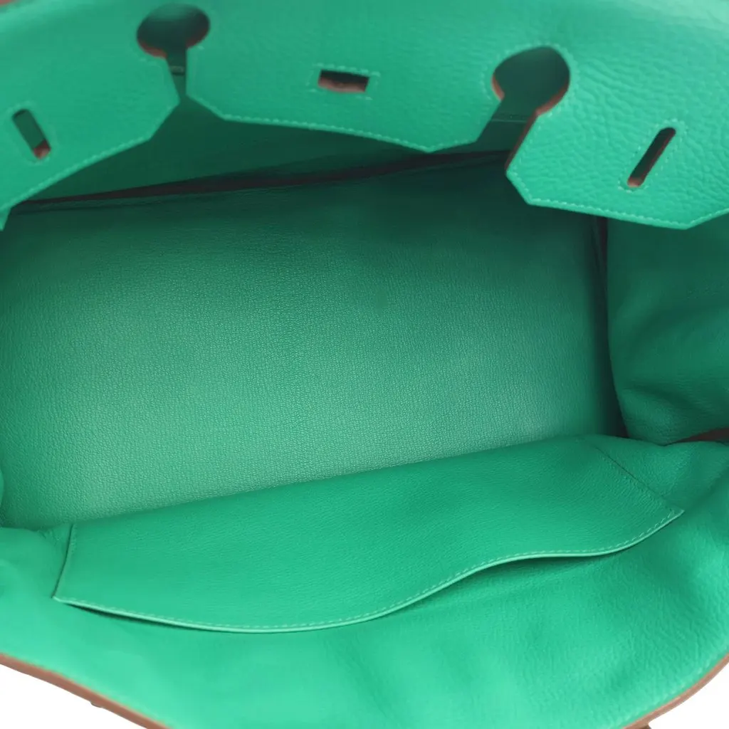 Hermès Clemence Birkin Retourne 35 Green Leather Very good - Model View