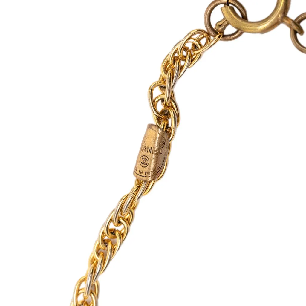 Chanel CC Gold Plated Strass Pendant Necklace Gold Metal Very good - Box View