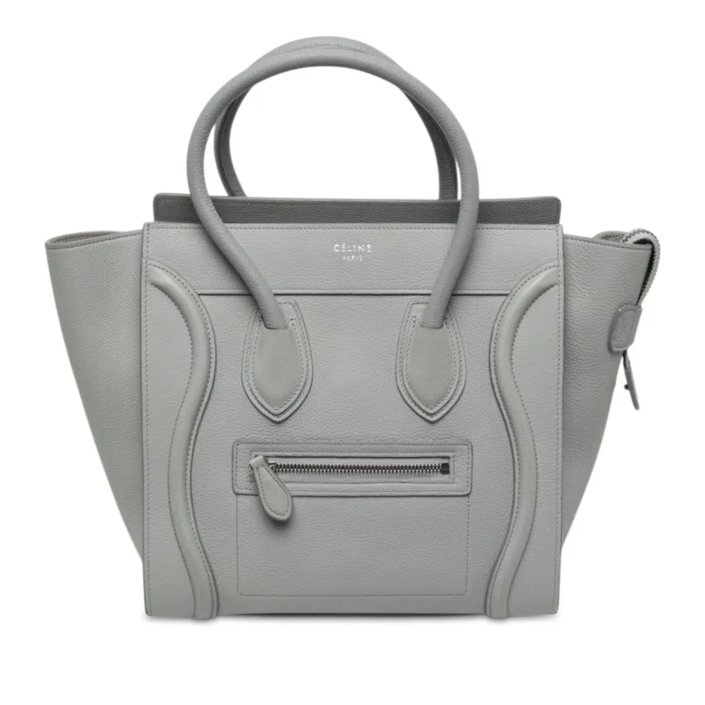 Celine Micro Calfskin Luggage Tote Grey Leather Very good - Front View
