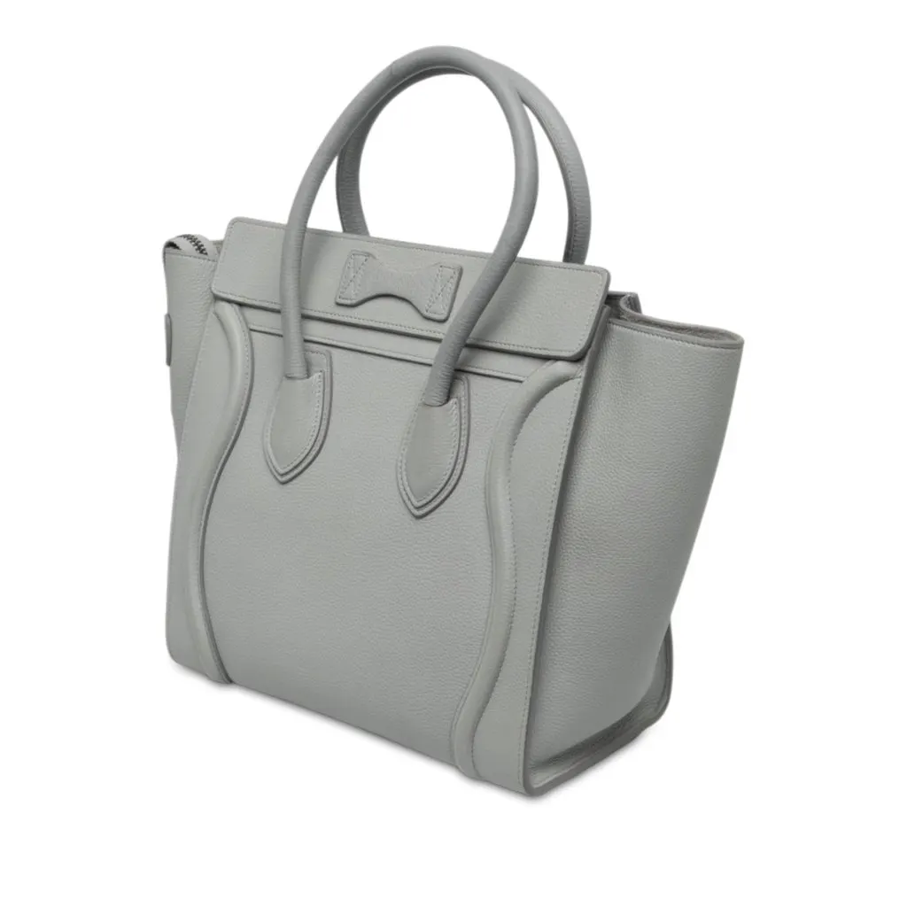 Celine Micro Calfskin Luggage Tote Grey Leather Very good - Back View