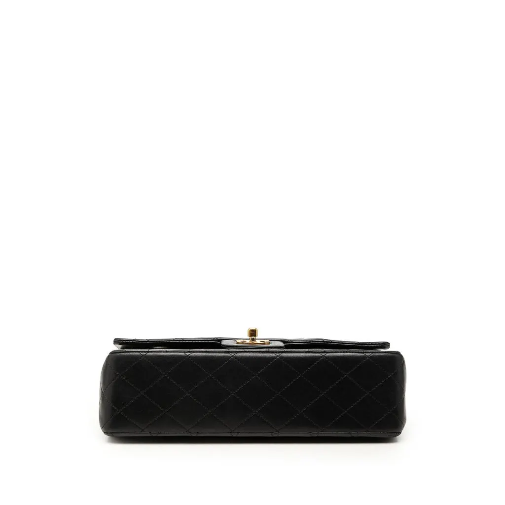 Chanel Medium Classic Lambskin Double Flap Black Leather Good - Inside View