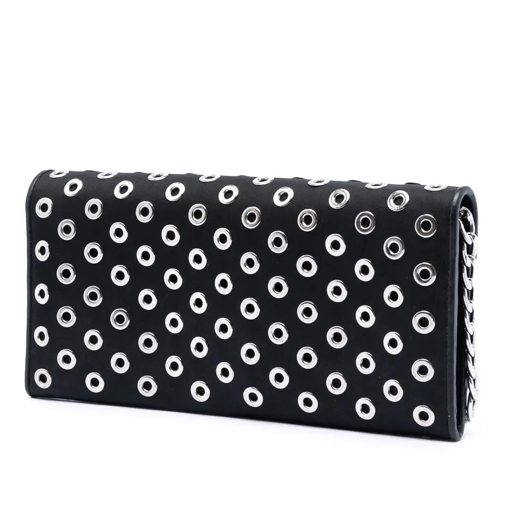 Prada Tessuto Grommet Wallet On Chain Black Very good - Back View
