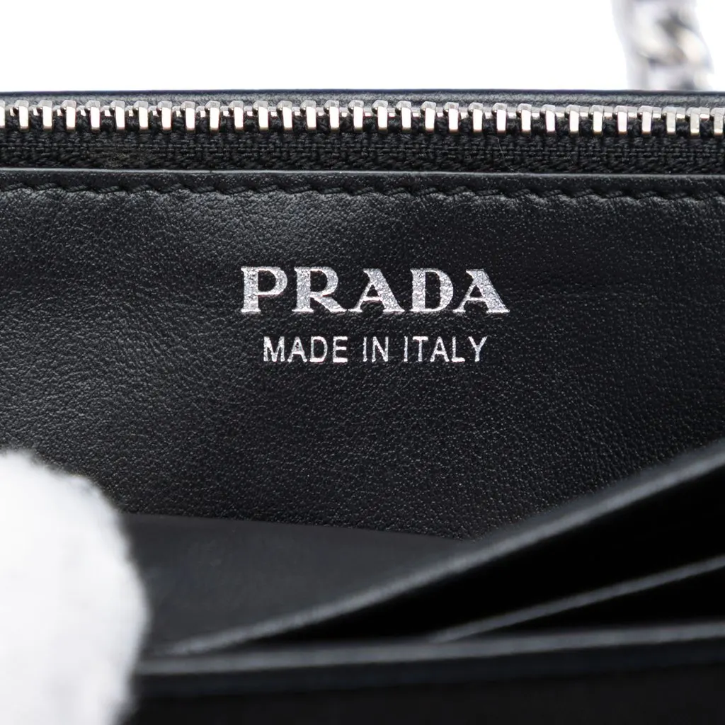 Prada Tessuto Grommet Wallet On Chain Black Very good - Box View