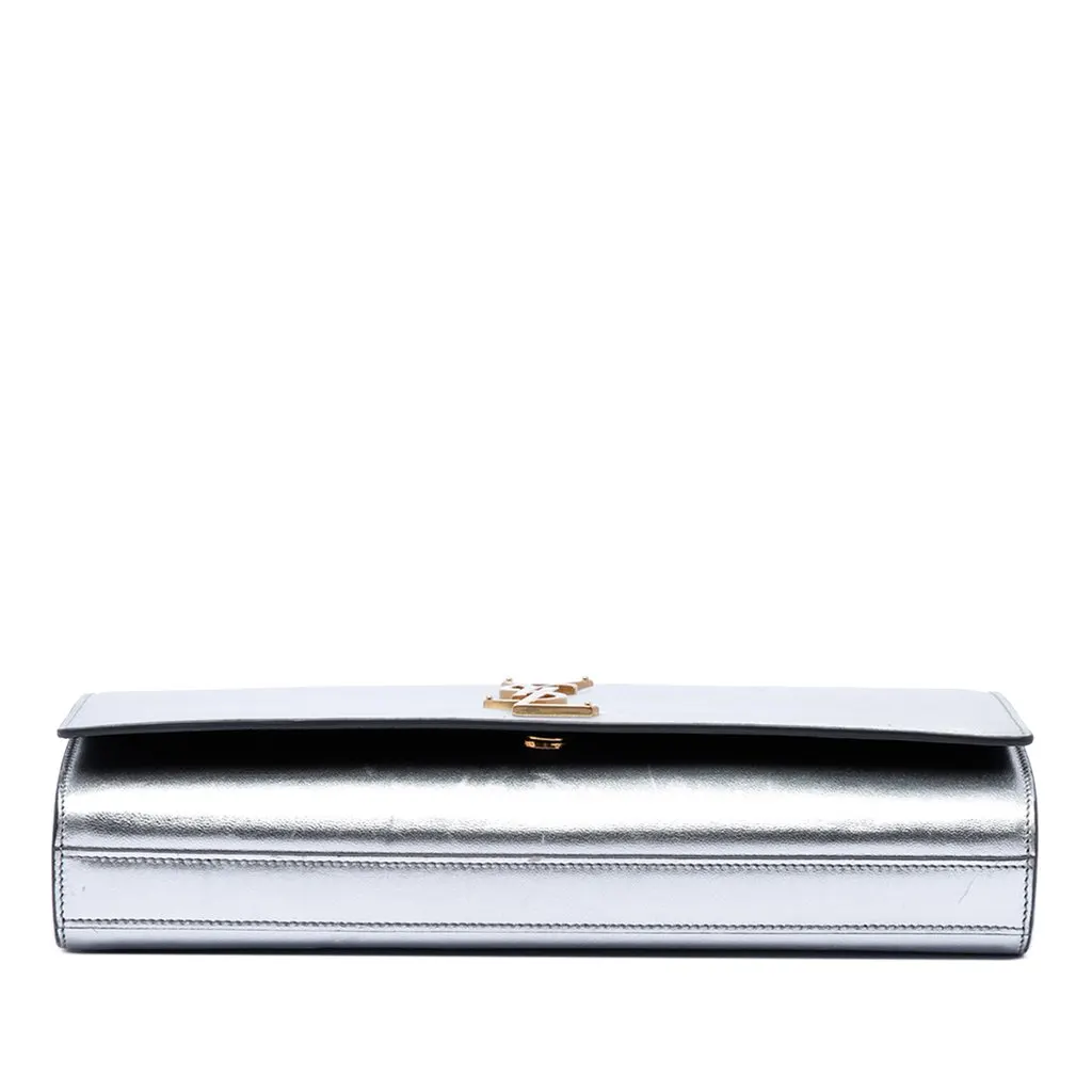 Saint Laurent Smooth Metallic Calfskin Monogram Cassandre Clutch Silver Leather Very good - Inside View