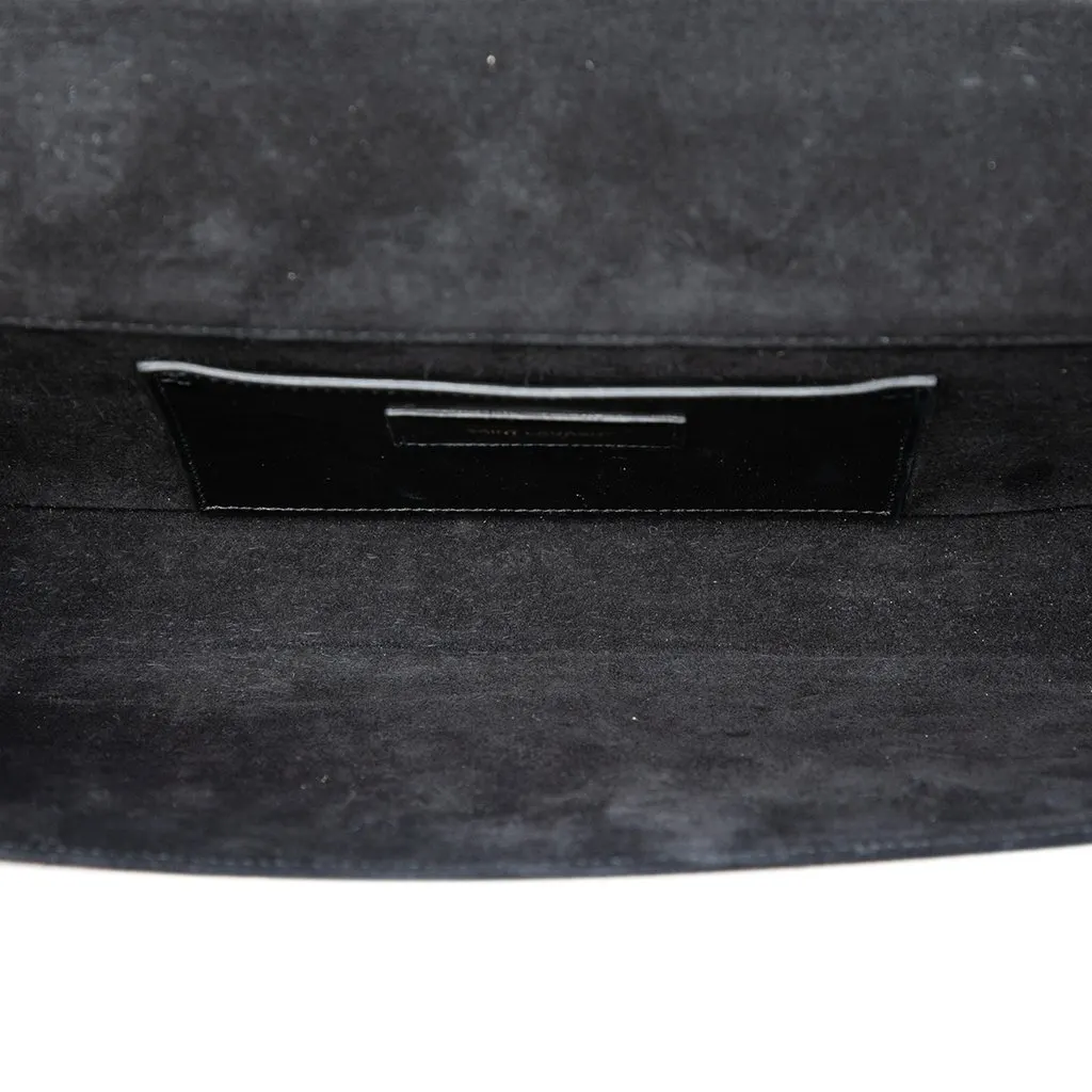 Saint Laurent Smooth Metallic Calfskin Monogram Cassandre Clutch Silver Leather Very good - Model View