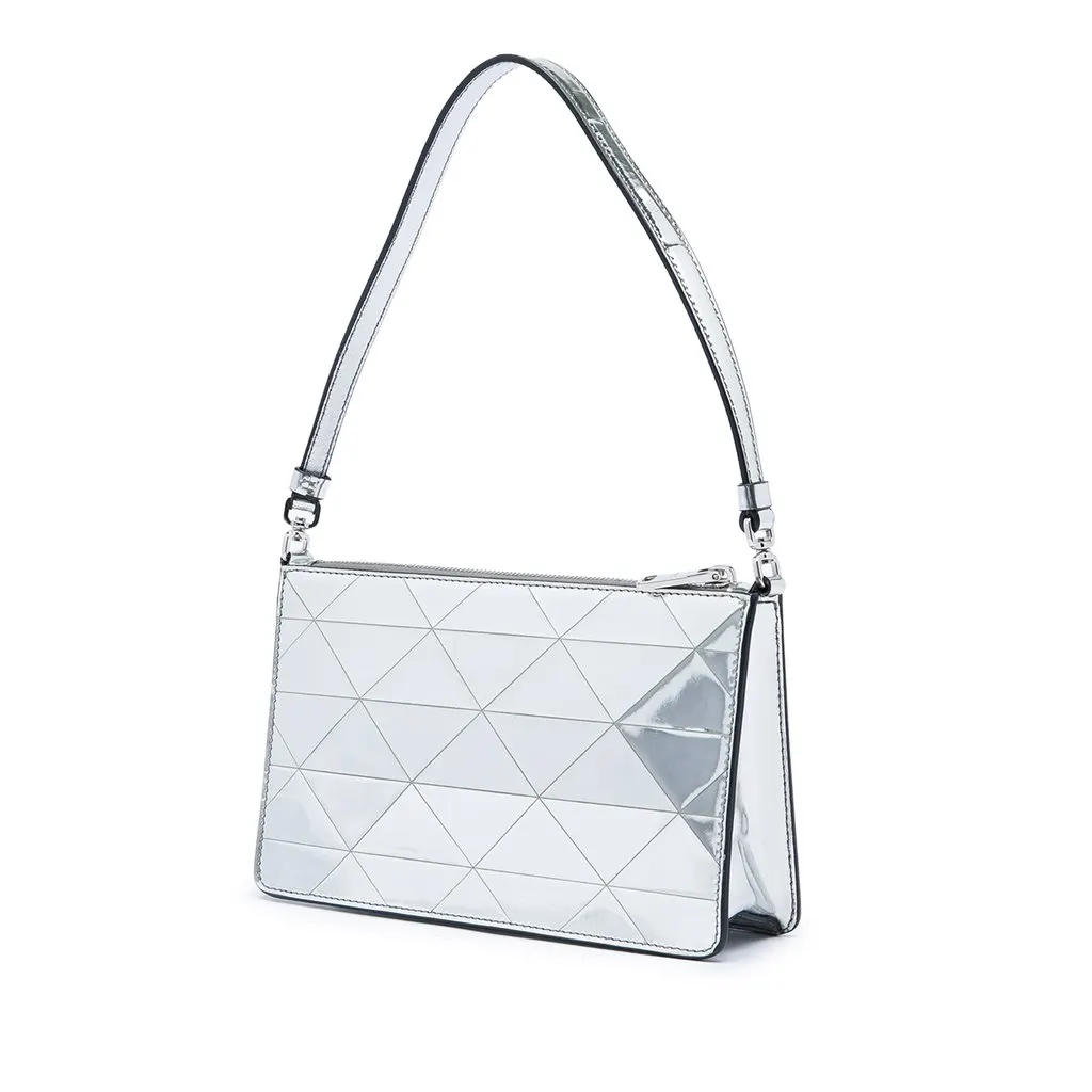 Prada Mini Metallic Spazzolato Tria Shoulder Bag Silver Leather Very good - Back View
