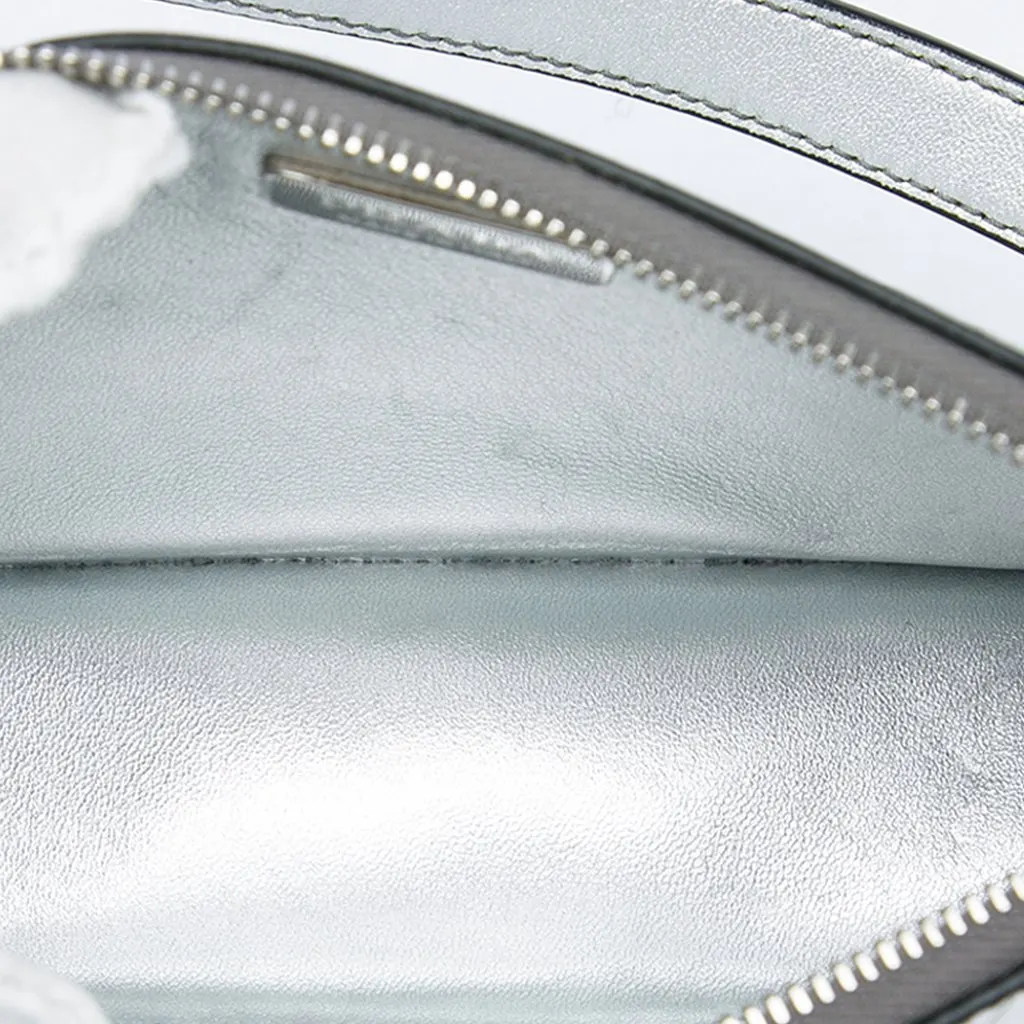 Prada Mini Metallic Spazzolato Tria Shoulder Bag Silver Leather Very good - Model View