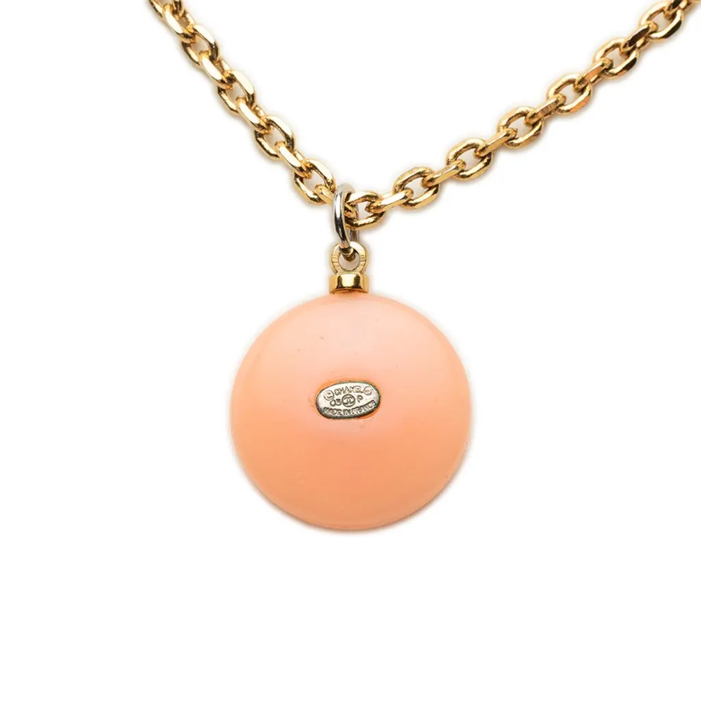 Chanel CC Resin Faux Pearl Pendant Necklace Pink Plastic Very good - Inside View