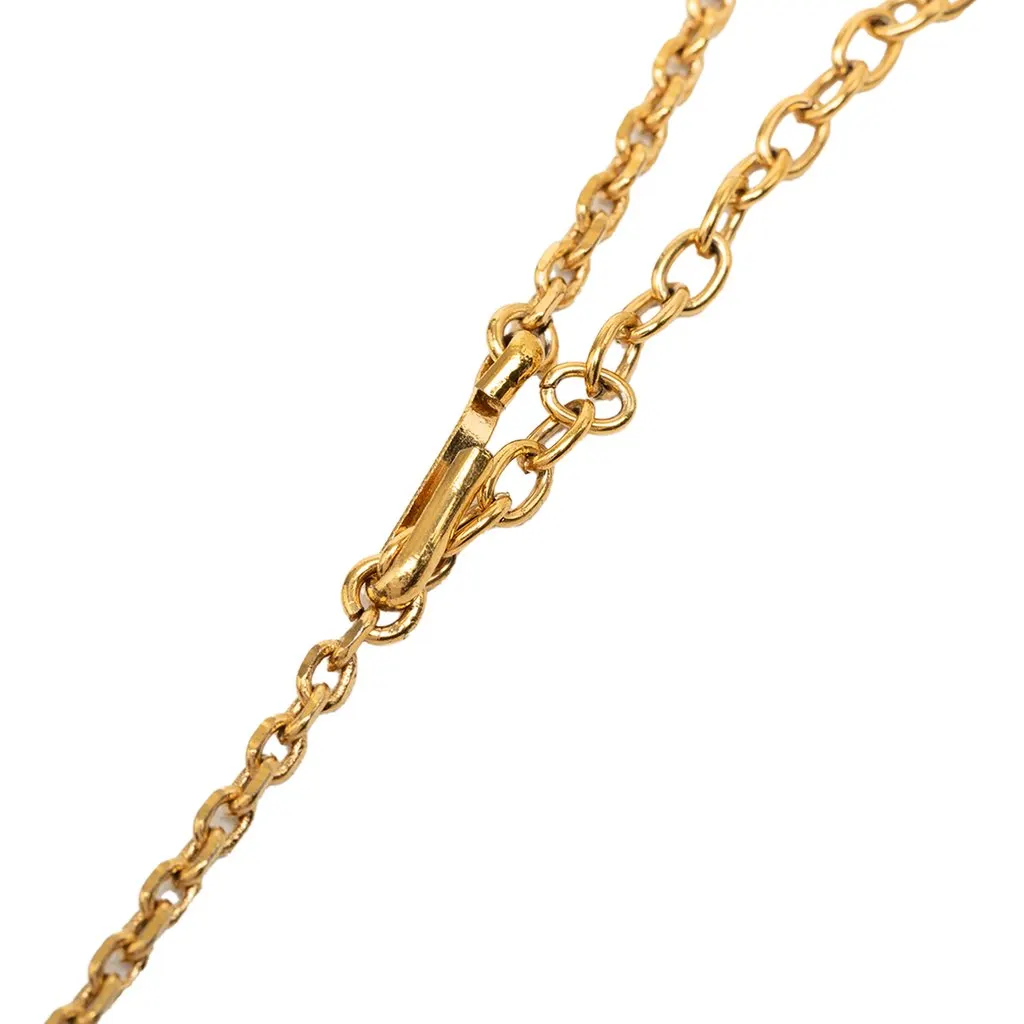 Chanel CC Resin Faux Pearl Pendant Necklace Pink Plastic Very good - Model View