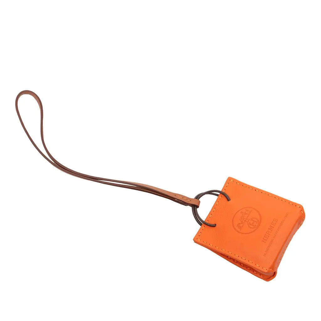 Hermès Milo Lambskin and Swift Shopping Bag Charm Orange Leather Very good - Inside View