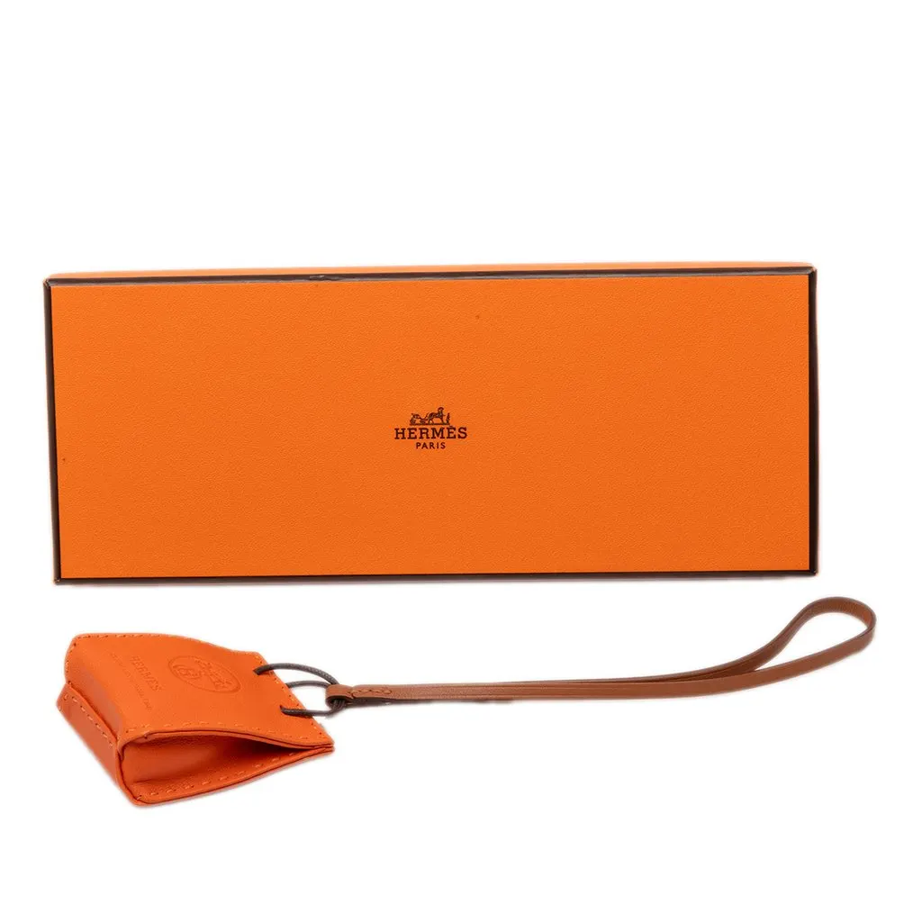Hermès Milo Lambskin and Swift Shopping Bag Charm Orange Leather Very good - Box View