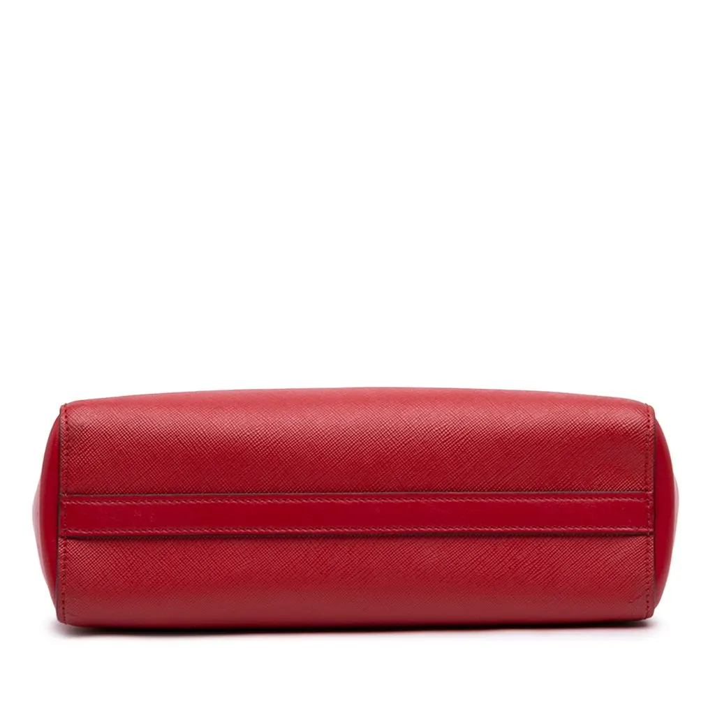 Prada Soft Calf Trimmed Saffiano Convertible Tote Red Leather Very good - Inside View