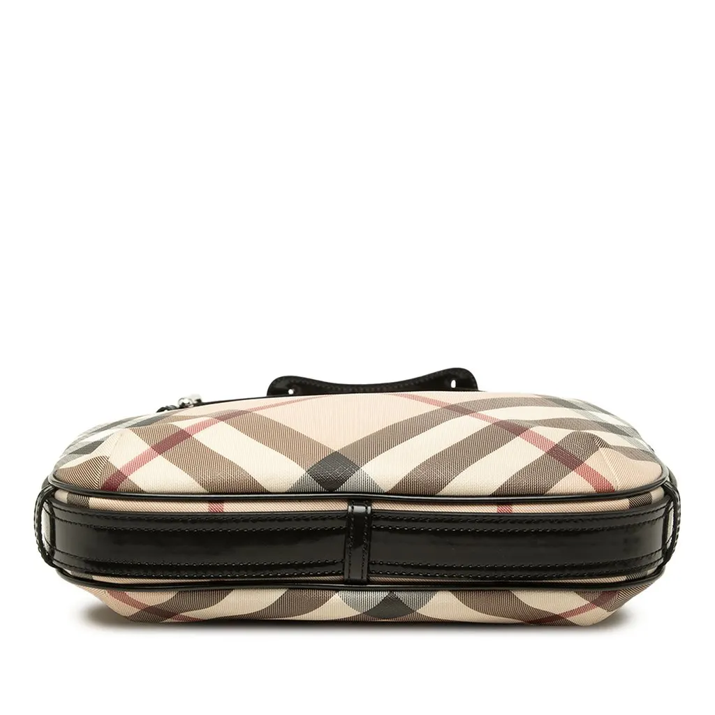 Burberry Small Supernova Check Coated Canvas Barton Hobo Beige Canvas Good - Inside View