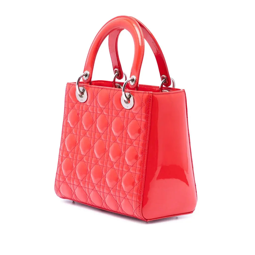 Dior Medium Patent Cannage Lady Dior Red Leather Very good - Back View