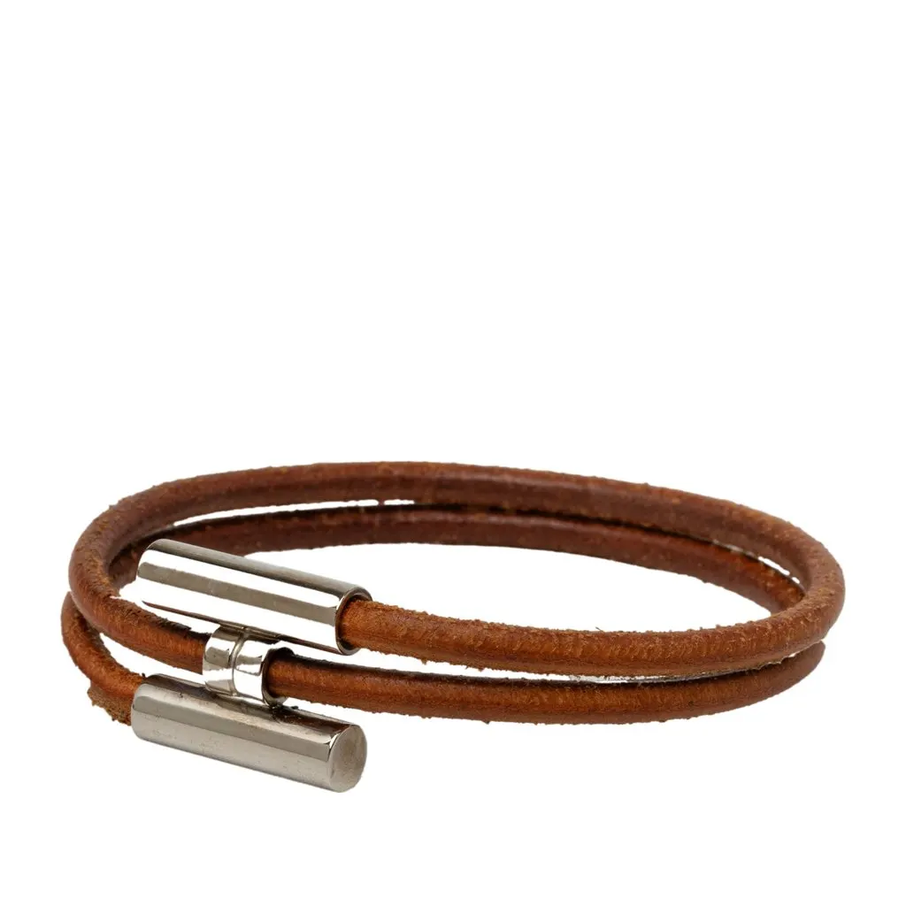 Hermès Leather Tournis Tresse Bracelet Brown Leather Very good - Back View