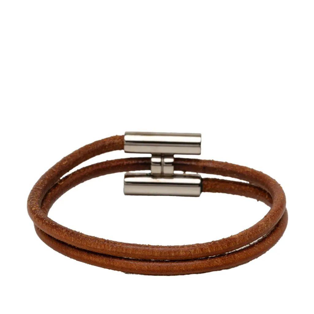 Hermès Leather Tournis Tresse Bracelet Brown Leather Very good - Inside View