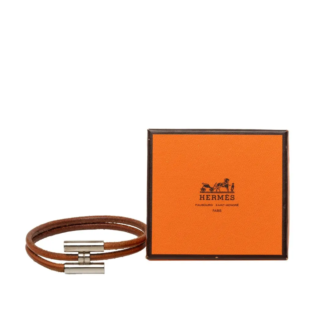 Hermès Leather Tournis Tresse Bracelet Brown Leather Very good - Box View