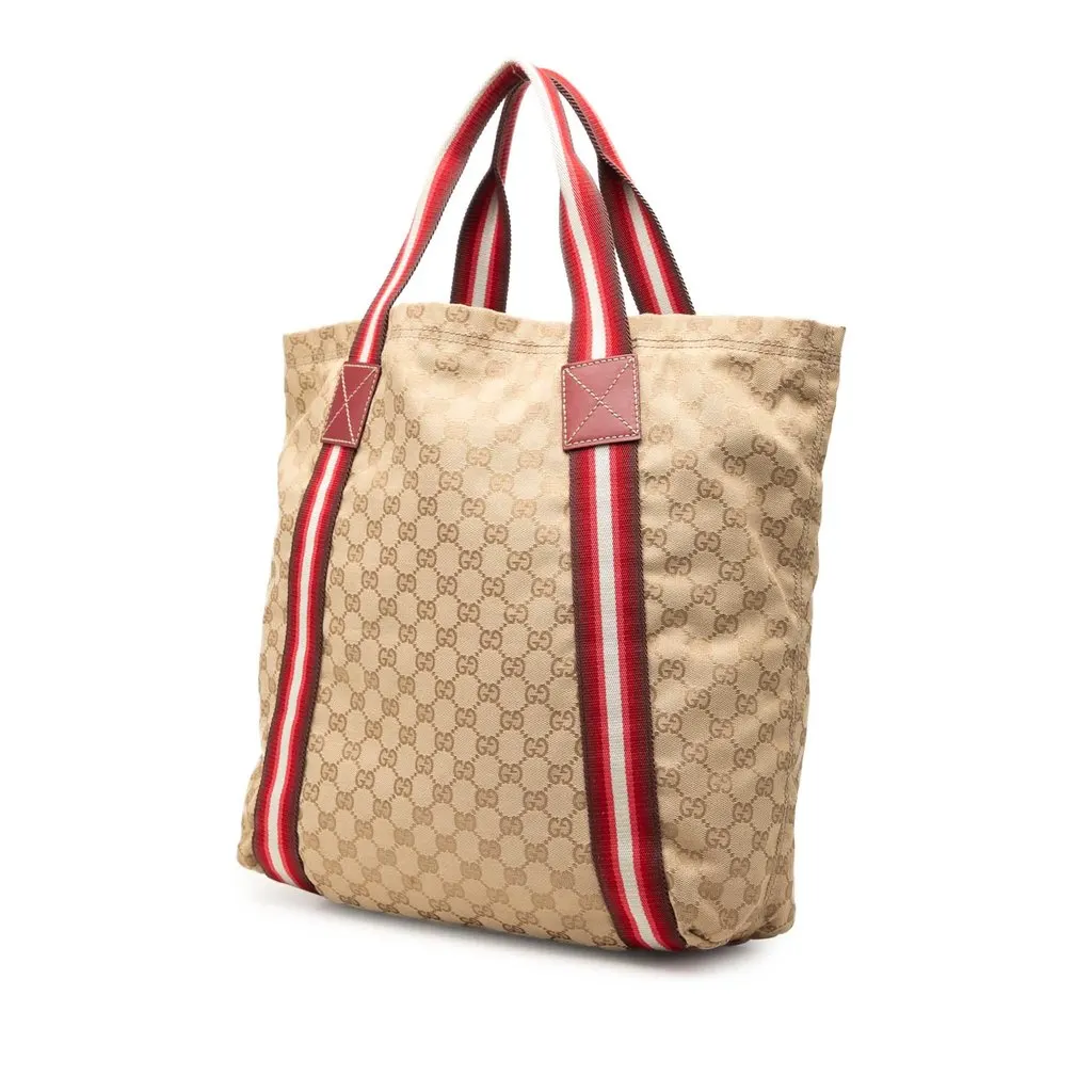 Gucci GG Canvas Web Tote Beige Very good - Back View